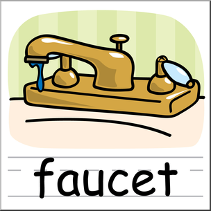 Clip Art: Basic Words: Faucet Color Labeled