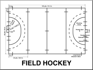 Clip Art: Playing Fields: Field Hockey B&W
