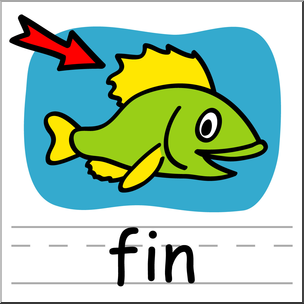 Clip Art: Basic Words: Fin Color Labeled