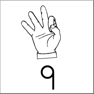 Clip Art: Fingerspell 09 B&W