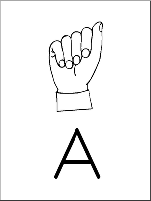 Clip Art: Manual Alphabet A B&W