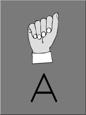 Clip Art: Manual Alphabet A Grayscale