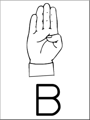 Clip Art: Manual Alphabet B B&W