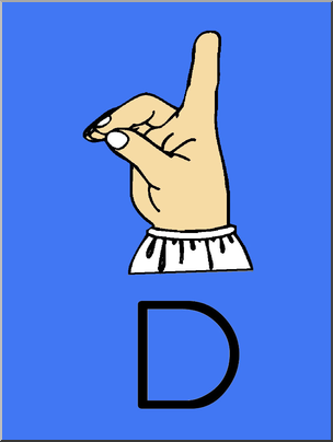 Clip Art: Manual Alphabet D Color