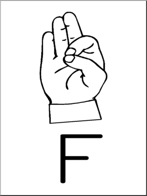 Clip Art: Manual Alphabet F B&W