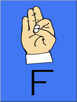 Clip Art: Manual Alphabet F Color
