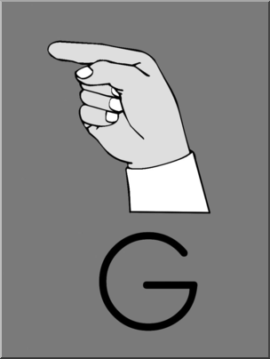 Clip Art: Manual Alphabet G Grayscale