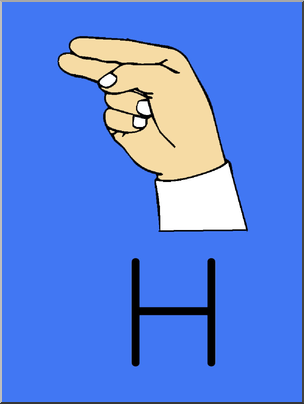 Clip Art: Manual Alphabet H Color