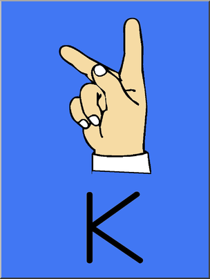 Clip Art: Manual Alphabet K Color