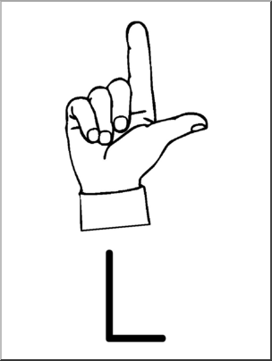 Clip Art: Manual Alphabet L B&W