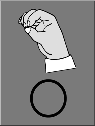 Clip Art: Manual Alphabet O Grayscale