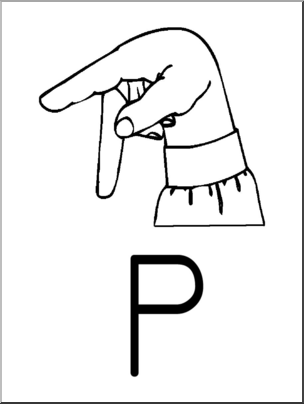 Clip Art: Manual Alphabet P B&W