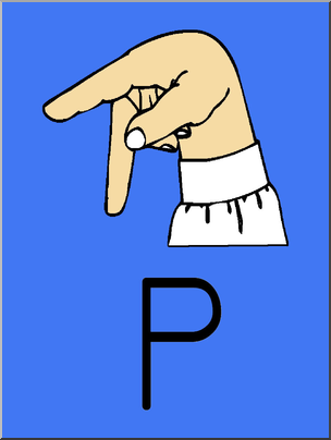 Clip Art: Manual Alphabet P Color – Abcteach