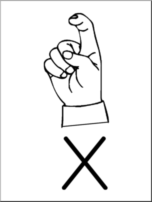 Clip Art: Manual Alphabet X B&W