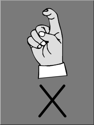 Clip Art: Manual Alphabet X Grayscale