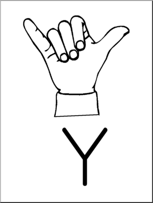 Clip Art: Manual Alphabet Y B&W