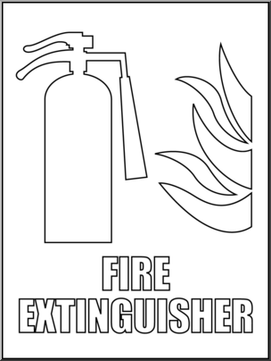 Clip Art: Signs: Fire Extiguisher 1 B&W – Abcteach