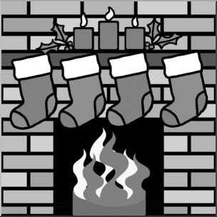 Clip Art: Fireplace Grayscale
