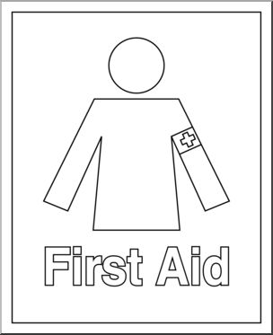 Clip Art: Signs: Manned First Aid Station B&W