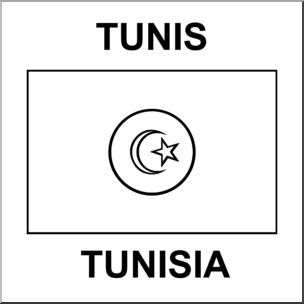 Clip Art: Flags: Tunisia B&W