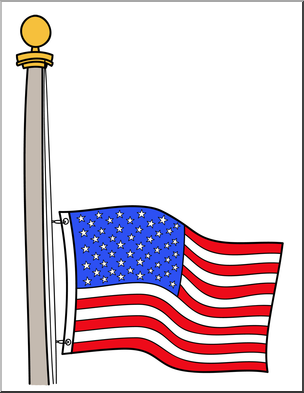 Clip Art: Memorial Day: Half Mast Flag Color 2 – Abcteach