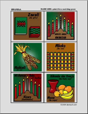 Matching: Kwanzaa Pictures – color (preschool/primary)