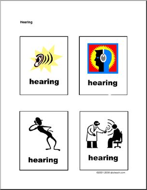Flashcards: Senses – Hearing (Arial Lettering)