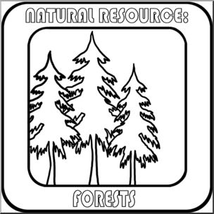 Clip Art: Natural Resources: Forests B&W Labeled