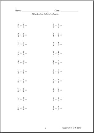 Fraction Addition (set 2) Worksheet – Abcteach