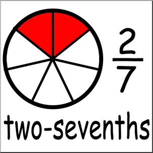 Clip Art: Labeled Fractions: 07 2/7 Two Sevenths Color Abcteach