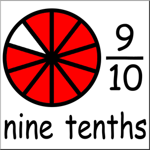 Clip Art Labeled Fractions 10 9 10 Nine Tenths Color Abcteach