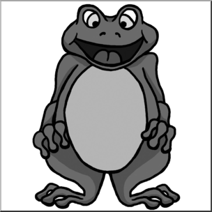 Clip Art: Cartoon Frog 2 Grayscale
