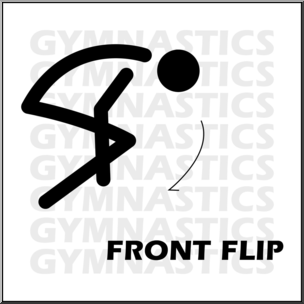 Clip Art: Gymnastics: Front Flip B&W