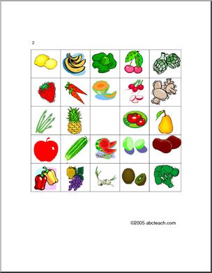 Bingo: Fruit and Vegetables (ESL)