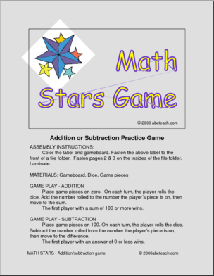Math Stars Board Game (color)