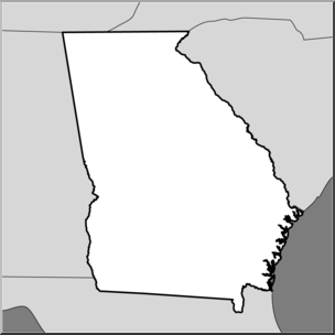 Clip Art: US State Maps: Georgia Grayscale