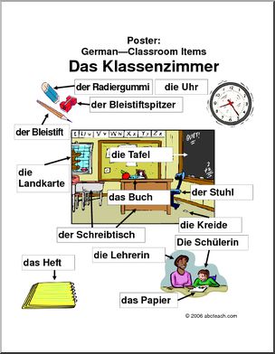 German: Poster – Classroom Items