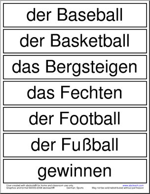 German: Word Wall – Sports