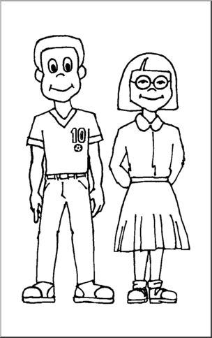 Clip Art People Girl Boy B W Abcteach