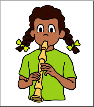 Clip Art: Girl Playing Recorder Color