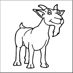 Clip Art: Cartoon Goat: Billy Goat B&W