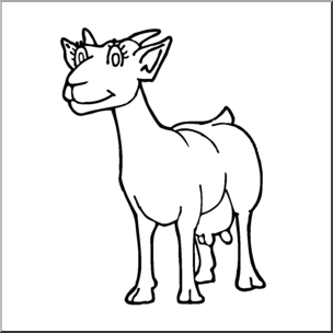 Clip Art: Cartoon Goat: Nanny Goat B&W – Abcteach