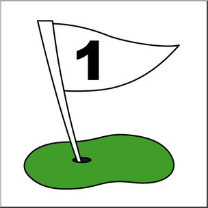 Clip Art: Number Set 3: Golf Flag 01 Color
