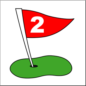 Clip Art: Number Set 3: Golf Flag 02 Color