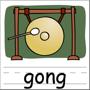 Clip Art: Basic Words: Gong Color Labeled