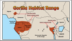 Clip Art: Habitat Map: Gorilla Color – Abcteach