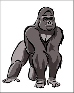 Clip Art: Gorilla 2 Color 1