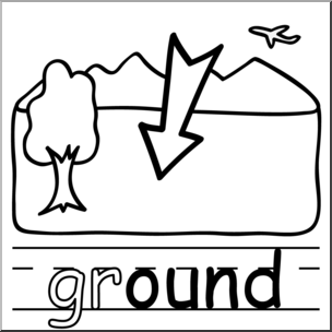 Clip Art: Basic Words: -ound Phonics: Ground B&W – Abcteach