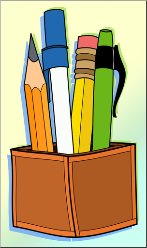 Clip Art: Pen & Pencil Holder Color 1 – Abcteach