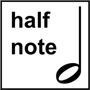 Clip Art: Music Notation: Half Note B&W